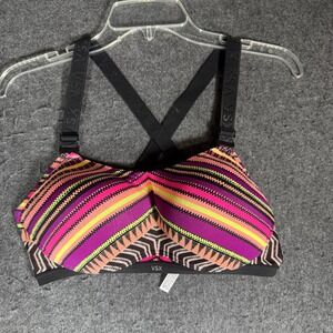 VSX Victoria's Secret Sport Bra 36C Multi Color Geometric Cross Back Padded